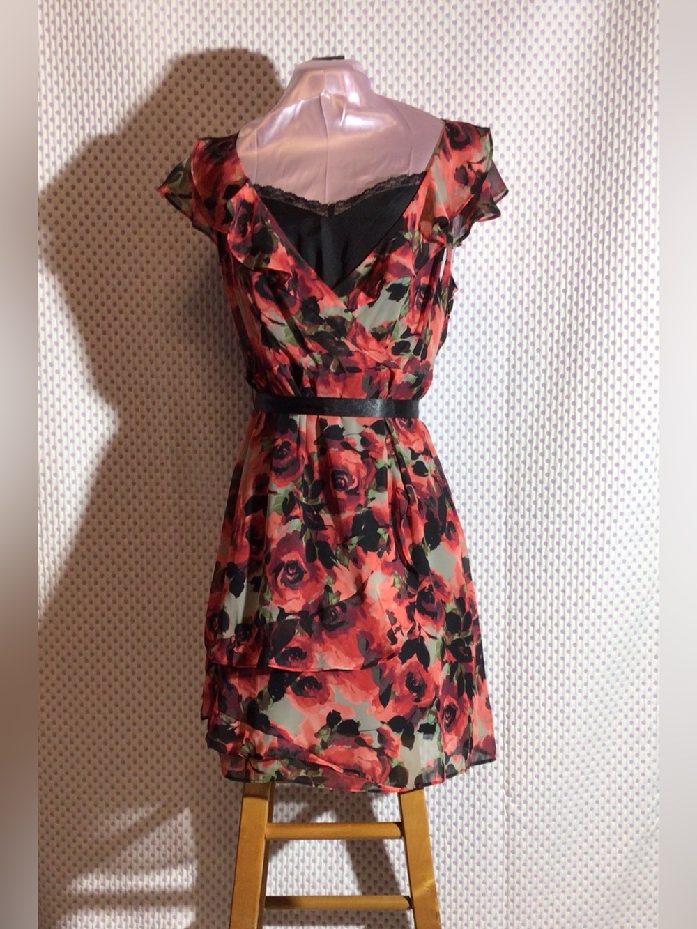 Elle Chiffon Floral Rose Mini Short Dress